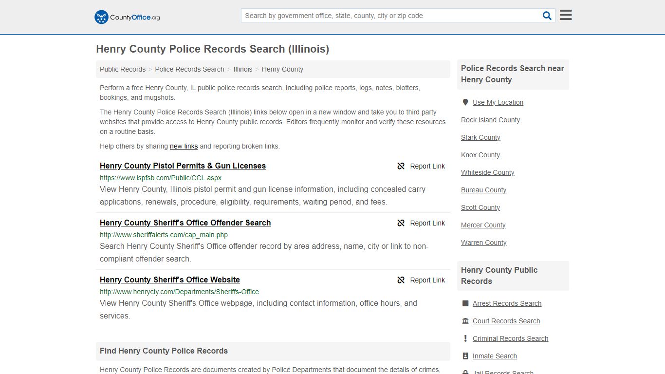 Henry County Police Records Search (Illinois) - County Office